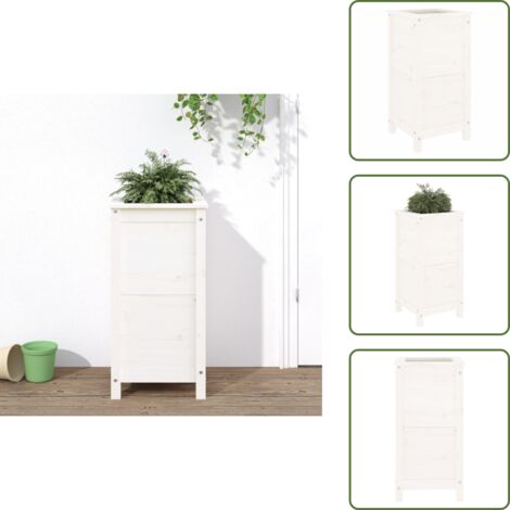 Madera maciza - vidaXL Jardinera madera maciza de pino blanco 40x40x78 cm - Decoración de jardín