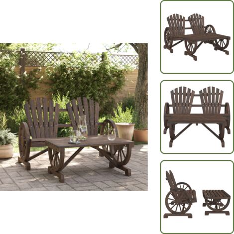 Madera maciza - vidaXL Juego de muebles de jardín 2 piezas madera maciza de abeto - Sillas Adirondack