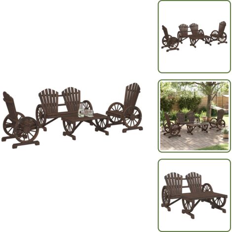 Madera maciza - vidaXL Juego de muebles de jardín 4 piezas madera maciza de abeto - Sillas Adirondack