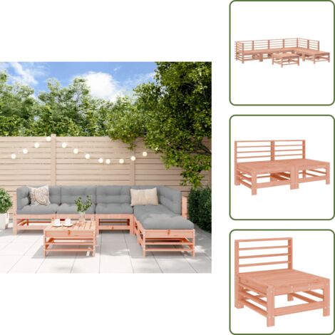 Madera maciza - vidaXL Juego de muebles de jardín 7 pzas madera maciza abeto Douglas - Sofás modulares