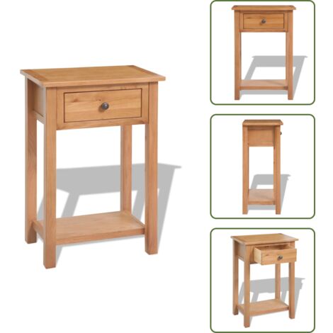 Madera maciza - vidaXL Mesa consola de madera de roble maciza 50x32x75 cm - Roble