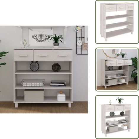 Madera maciza - vidaXL Mesa consola HAMAR madera maciza de pino blanco 90x35x90 cm - Pino blanco