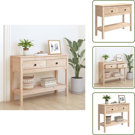 Madera maciza - vidaXL Mesa consola madera maciza de pino 100x35x75 cm - Pino