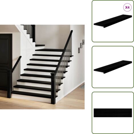 Madera maciza - vidaXL Peldaños de escalera 4 uds madera maciza roble marrón oscuro - Alféizar de ventana