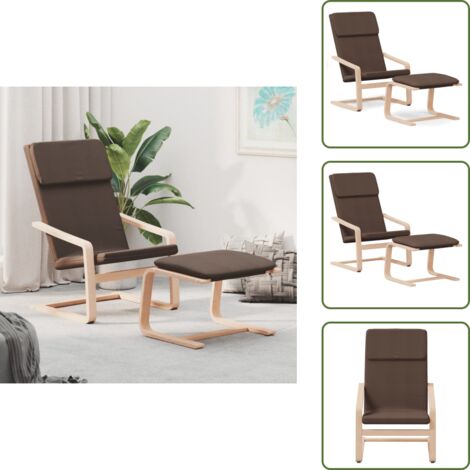 Madera maciza - vidaXL Sillón de relax con taburete tela marrón oscuro - Tela