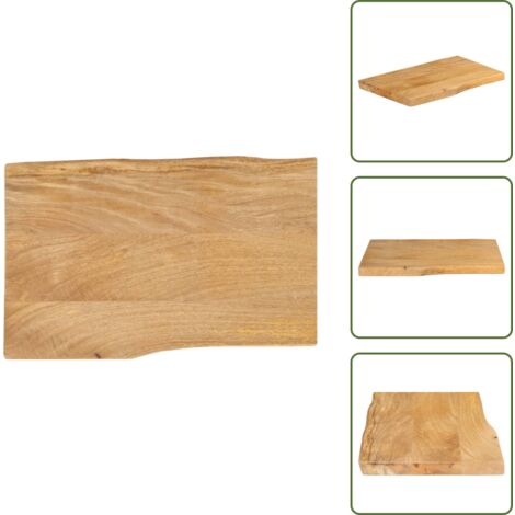 Madera maciza - vidaXL Tablero de mesa borde natural madera maciza mango 50x40x2,5 cm - Bordes naturales