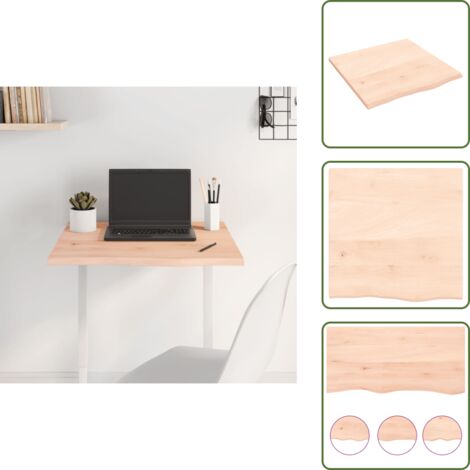 Madera maciza - vidaXL Tablero de mesa madera maciza de roble sin tratar 60x60x2 cm - Mesa de madera natural
