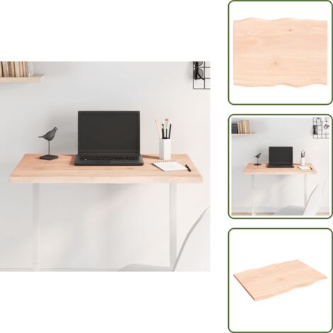 Madera maciza - vidaXL Tablero de mesa madera maciza roble borde natural 80x60x2 cm - Mesa natural
