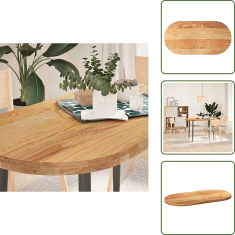 Madera maciza - vidaXL Tablero de mesa ovalado madera maciza de roble 120x60x4 cm - Roble