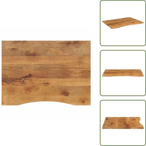 Madera maciza - vidaXL Tablero escritorio con curva madera mango rugosa 100x80x2,5 cm - Mango