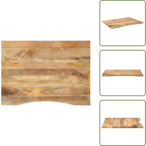 Madera maciza - vidaXL Tablero escritorio con curva madera mango rugosa 100x80x2,5 cm - Mango
