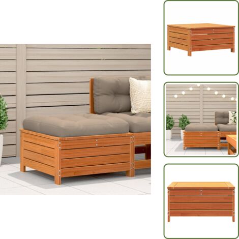 Madera maciza - vidaXL Taburete de jardín con cojín madera maciza de pino marrón cera - Pino