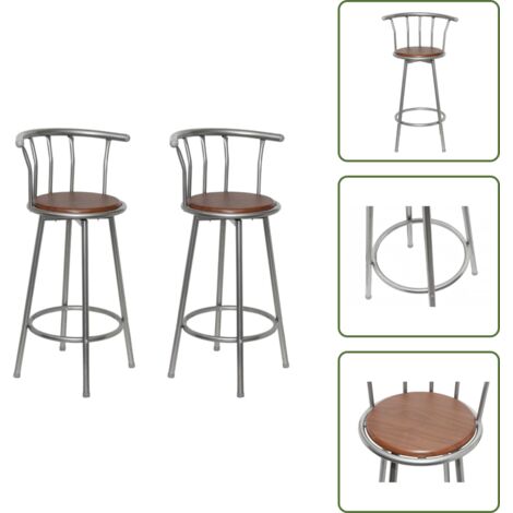 Madera marrón - vidaXL Taburetes de cocina 2 unidades acero marrón - Reposapiés