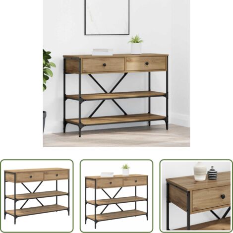 Madera -  Mesa Consola con cajón Marrón 100 x 34,5 x 75 cm Madera