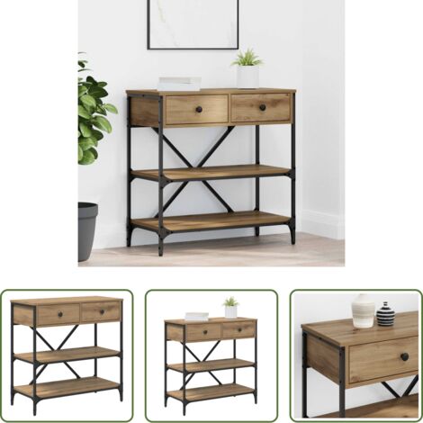 Madera -  Mesa Consola con cajón Marrón 100 x 34,5 x 75 cm Madera