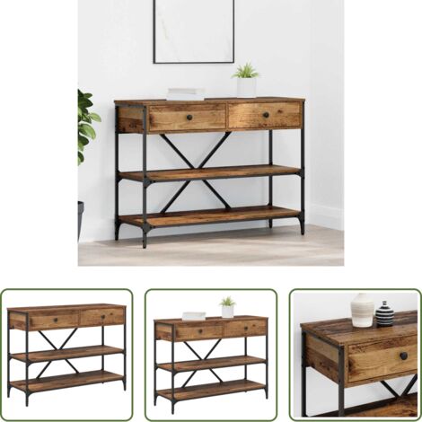 Madera -  Mesa Consola con cajón Marrón 100 x 34,5 x 75 cm Madera