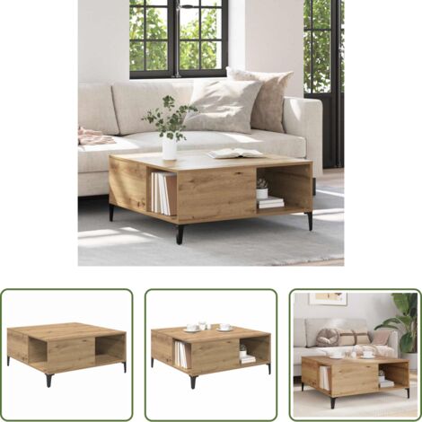 Madera -  Mesa de Café Roble artesanal 80 x 80 x 36,5 cm