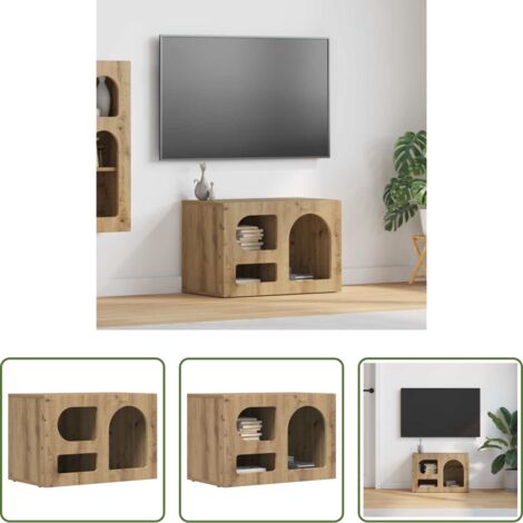 Madera -  Mueble de TV Roble artesanal 60 x 35 x 40 cm