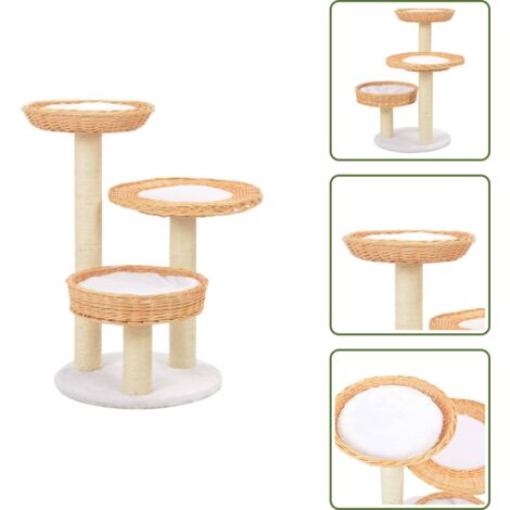 Madera natural - vidaXL Rascador para gatos con poste de sisal madera natural de sauce - Afilar garras