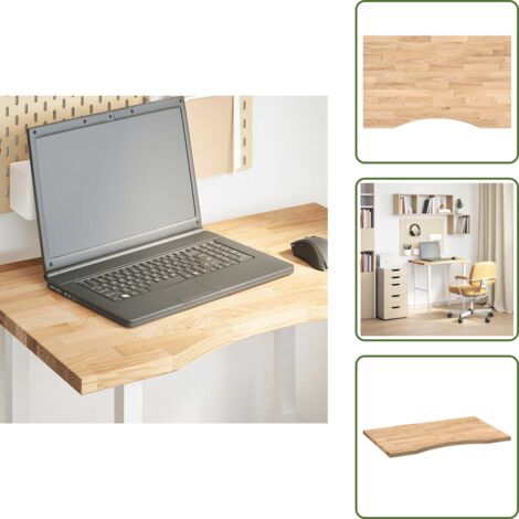 Madera natural - vidaXL Tablero escritorio rectangular madera maciza roble sin tratar - Escritorio rectangular