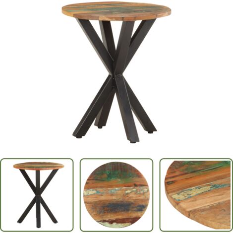 Madera reciclada -  Mesa auxiliar de madera maciza reciclada 48x48x56 cm