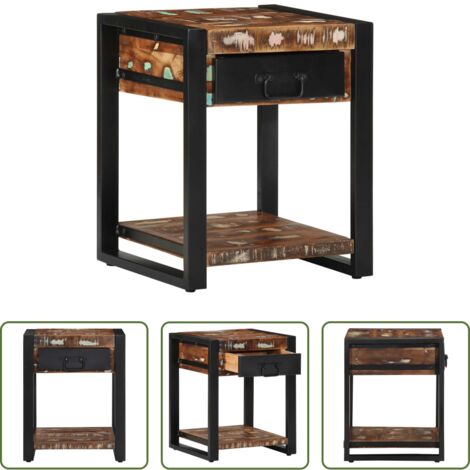 Madera reciclada -  Mesa auxiliar multicolor 40x40x50 cm madera maciza reciclada