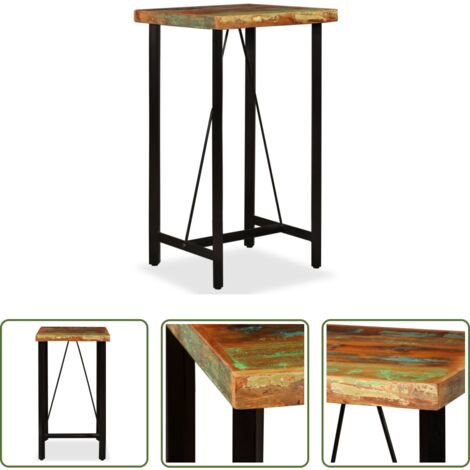 Madera reciclada -  Mesa de bar de madera maciza reciclada 60x60x107 cm