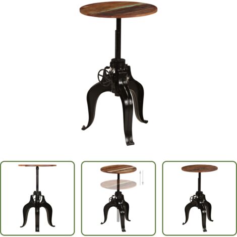Madera reciclada -  Mesa de bar madera maciza reciclada 60x(76-110) cm
