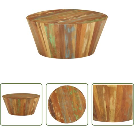 Madera reciclada -  Mesa de centro de madera maciza reciclada Ø65x31 cm