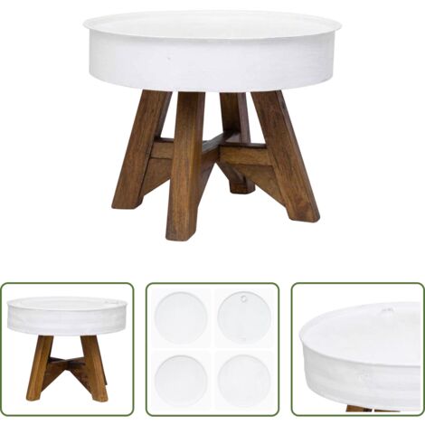 Madera reciclada -  Mesa de centro de madera maciza reciclada blanco 60x45 cm