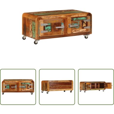 Madera reciclada -  Mesa de centro madera maciza reciclada 85x55x40 cm