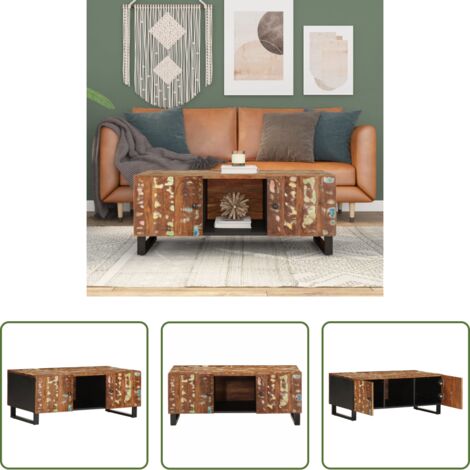 Madera reciclada -  Mesa de centro madera reciclada y contrachapada 100x54x40 cm