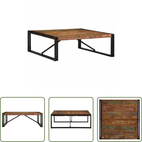 Madera reciclada -  Mesa de centro multicolor 100x100x35 cm madera maciza reciclada