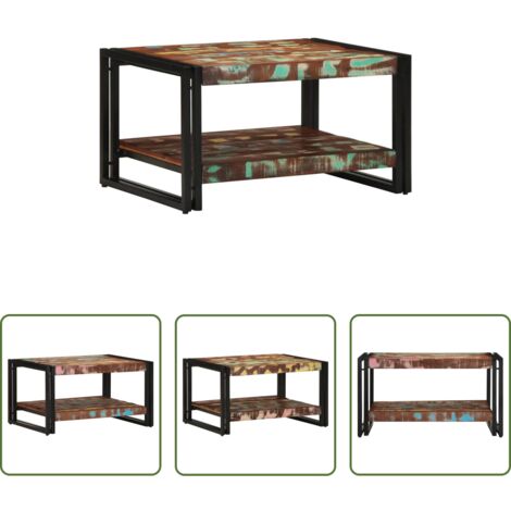 Madera reciclada -  Mesa de centro multicolor 70x50x38 cm madera maciza reciclada