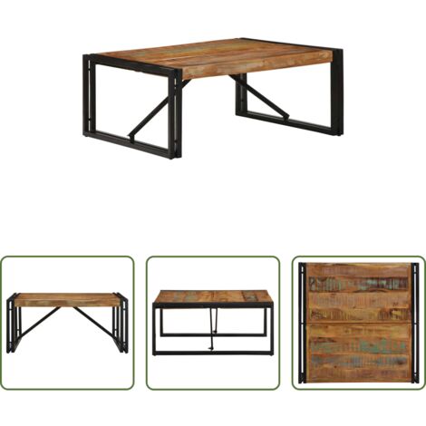 Madera reciclada -  Mesa de centro multicolor 80x80x35 cm madera maciza reciclada