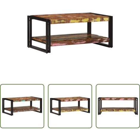 Madera reciclada -  Mesa de centro multicolor 90x50x38 cm madera maciza reciclada