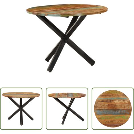 Madera reciclada -  Mesa de comedor madera maciza reciclada redonda 100x100x75 cm