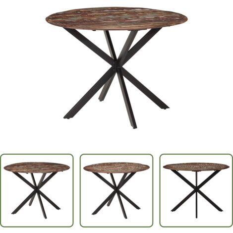 Madera reciclada -  Mesa de comedor madera maciza reciclada y acero 110x78 cm