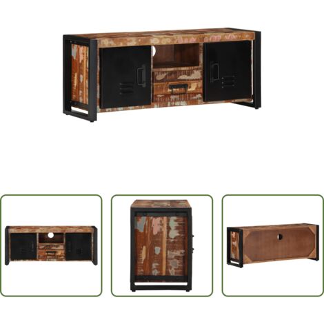 Madera reciclada -  Mueble de TV madera maciza reciclada 100x30x40 cm