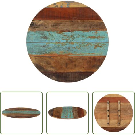 Madera reciclada -  Tablero de mesa redonda madera reciclada maciza 60 cm 15-16 mm
