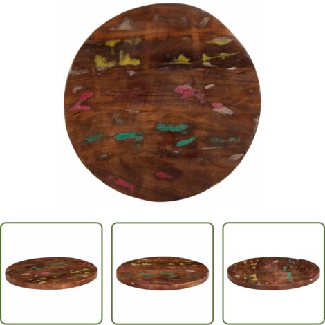 Madera reciclada -  Tablero de mesa redondo madera maciza reciclada Ø 40x2,5 cm