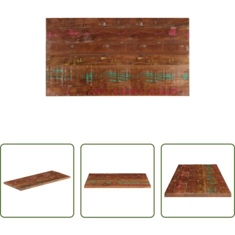 Madera reciclada -  Tablero mesa rectangular madera maciza reciclada 100x60x1,5 cm