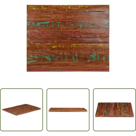 Madera reciclada -  Tablero mesa rectangular madera maciza reciclada 100x80x2,5 cm