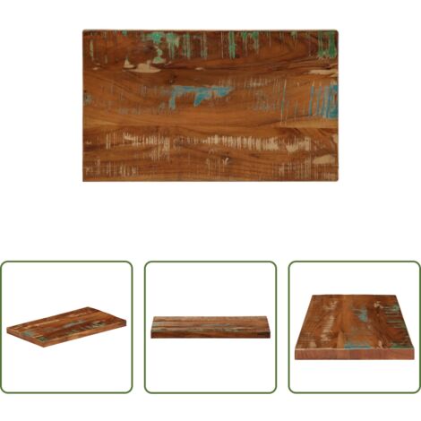 Madera reciclada -  Tablero mesa rectangular madera maciza reciclada 50x20x2,5 cm