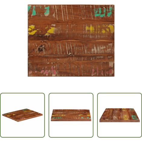 Madera reciclada -  Tablero mesa rectangular madera maciza reciclada 60x50x3,8 cm