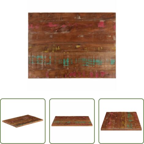 Madera reciclada -  Tablero mesa rectangular madera maciza reciclada 80x60x3,8 cm