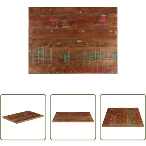Madera reciclada -  Tablero mesa rectangular madera maciza reciclada 90x50x3,8 cm