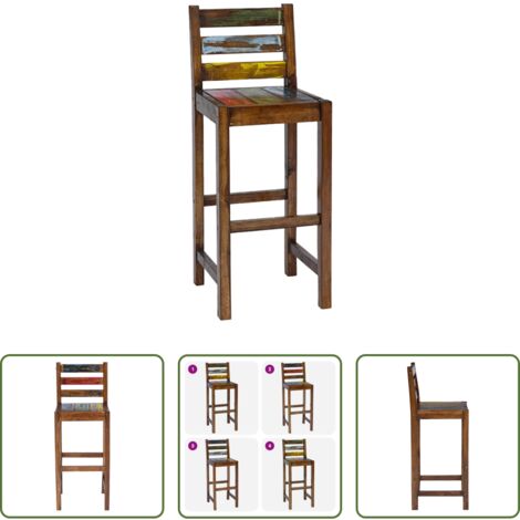 Madera reciclada -  Taburetes de cocina 2 unidades madera maciza reciclada