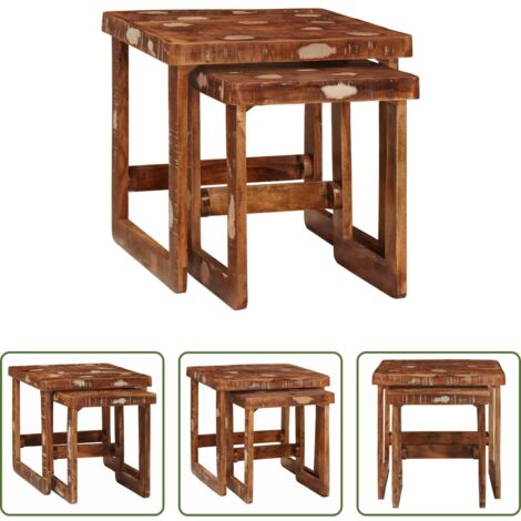 Madera recuperada -  Mesas Nido 2 pcs 46 x 46 x 45 cm Madera sólida recuperada
