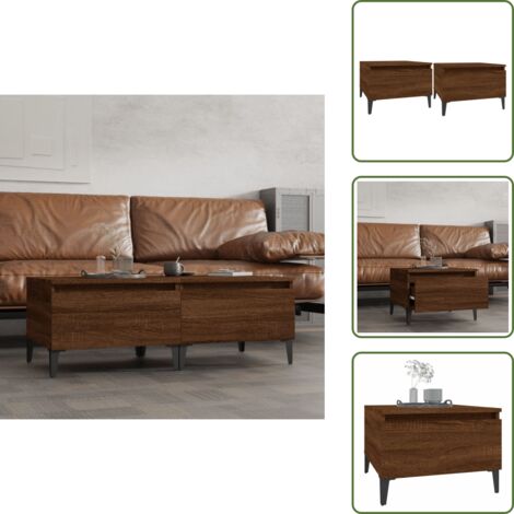 Madera roble - vidaXL Mesas auxiliares 2 uds contrachapada roble marrón 50x46x35 cm - Mesa industrial
